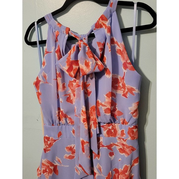 NWT Eliza J Floral Halter Maxi Dress with bottom Ruffle. Size 10. Lined. Beauty! - Picture 9 of 12